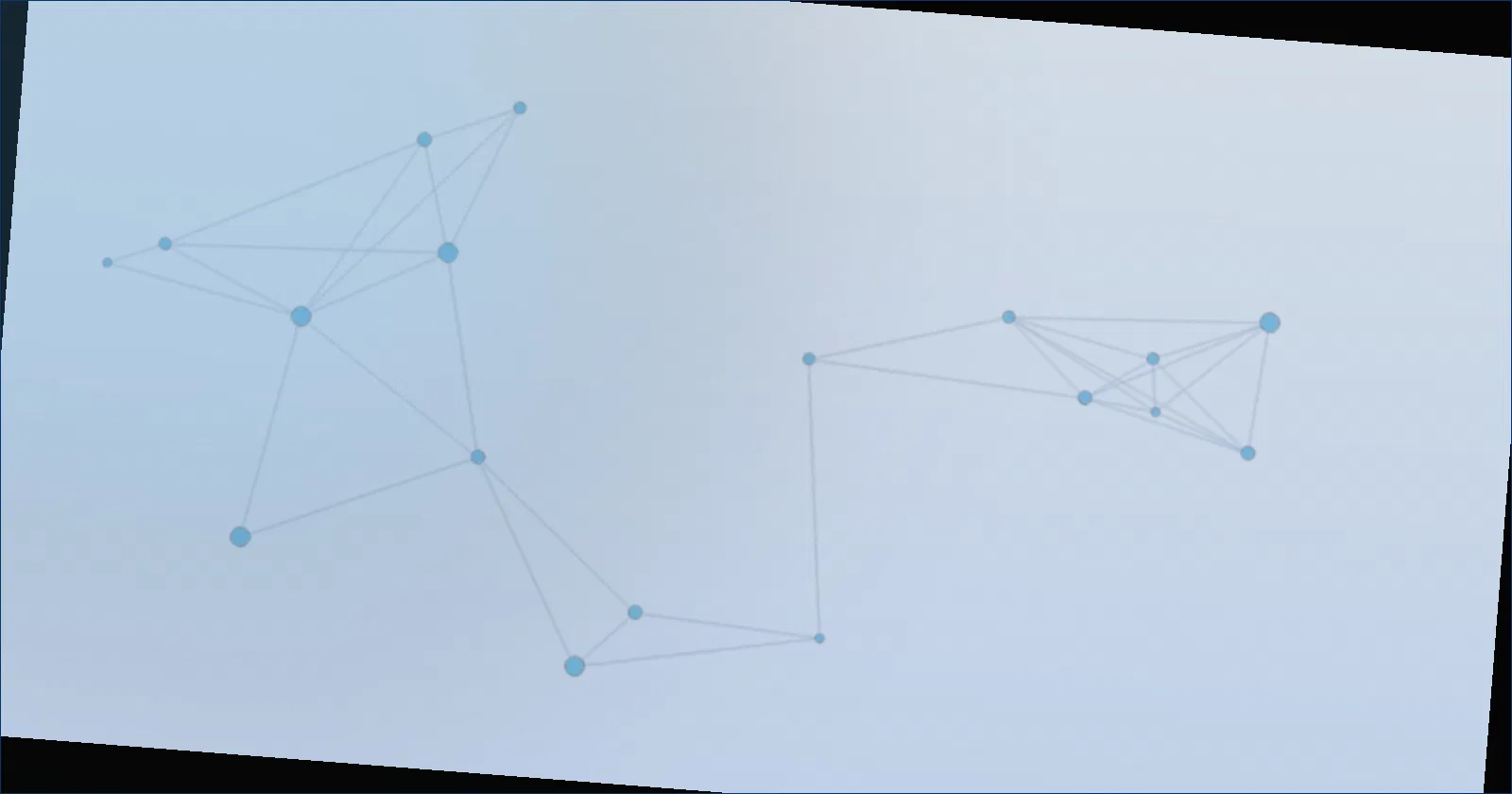A network diagram showing dense genuine connections versus scattered noisy ones
